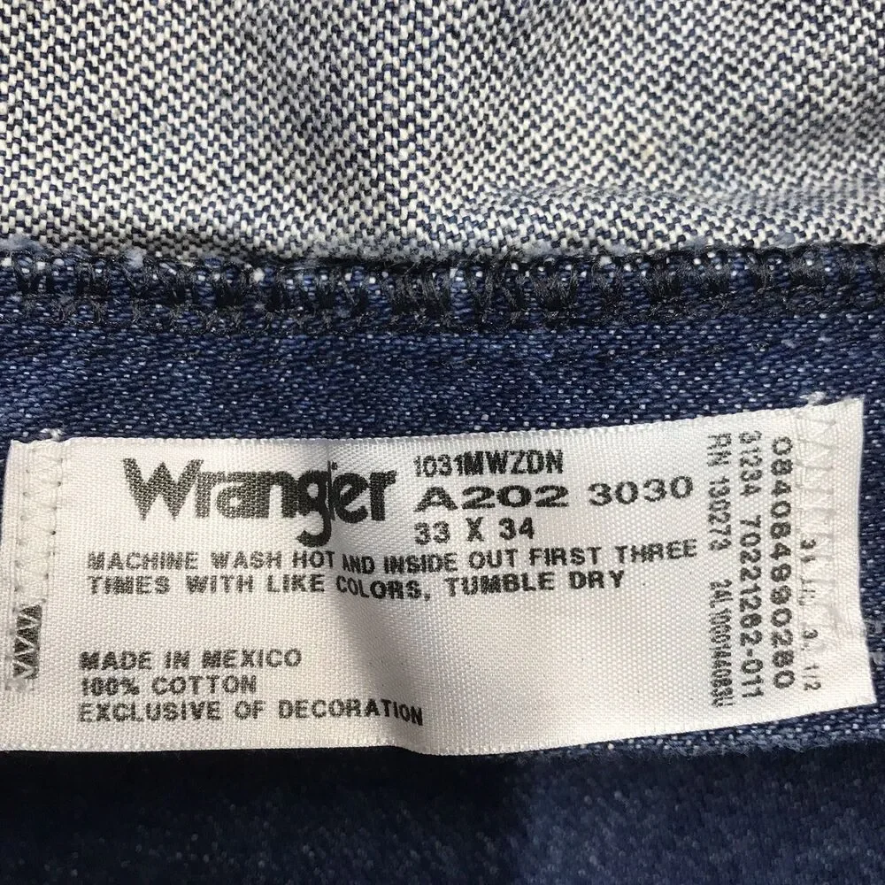 WRANGLER 13MWZ Cowboy Cut Jean Men 33x34 Dark Wash Rodeo Western Mexico